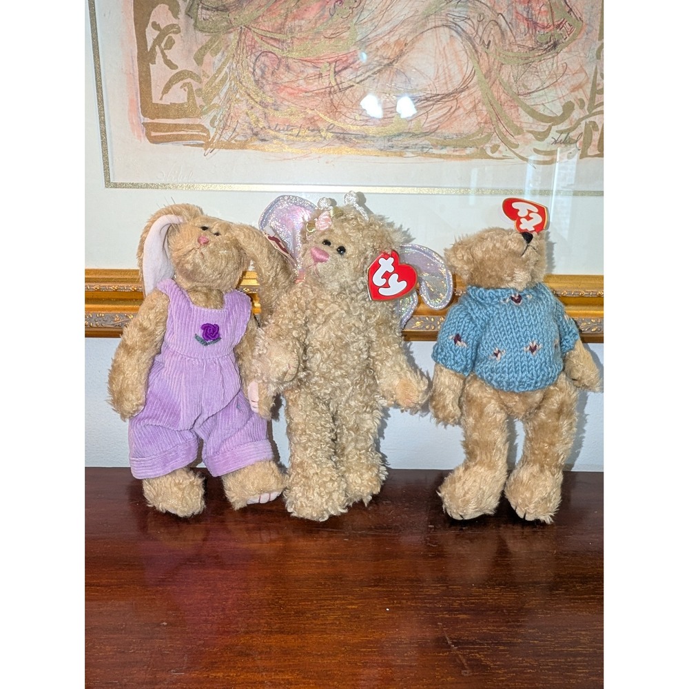 Jointed Beanie Baby Lot Fairy Rafaella Rabbit Sky Iris Bear Vintage 90s